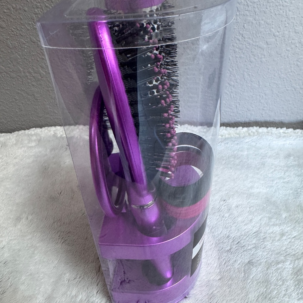 12pc Hair Care set~2 brushes, mirror,🪞,elastic hair bands, cylinder NWT - Picture 5 of 11